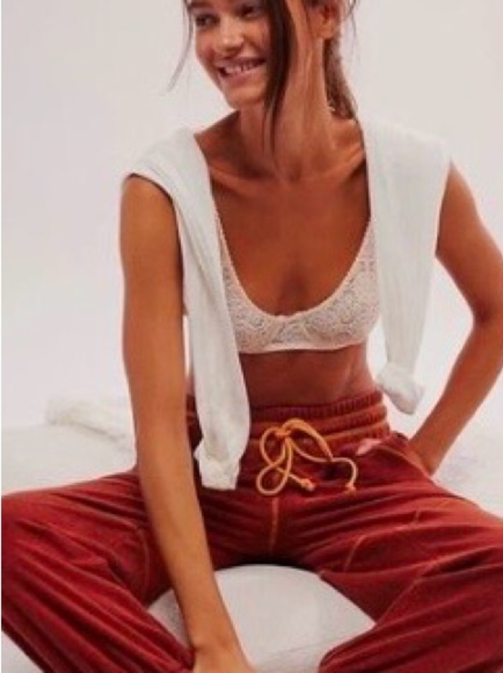 Free People Rust Red Drawstring Joggers